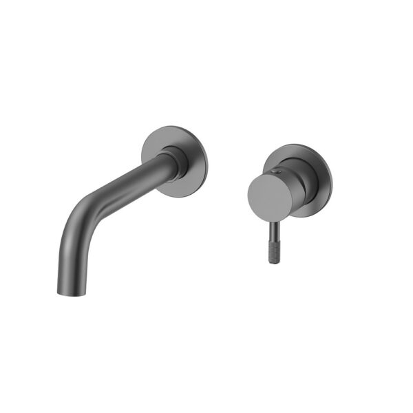 STRIA Inbouw Wastafelmengkraan Cold Start Verfijnde Geribbelde Hendel Gunmetal (PVD)