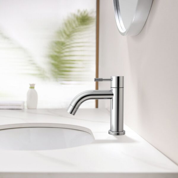 STRIA Koudwaterkraan Luxe Hendel met Verfijnde Ribbelstructuur Chroom