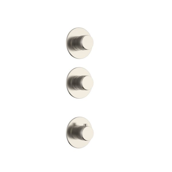 STRIA Thermostatisch Afbouwdeel Douchemengkraan 2 Weg Ronde Knoppen met Ribbelstructuur Geborsteld RVS