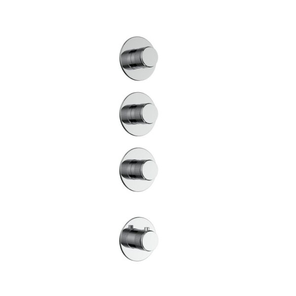 STRIA Thermostatisch Afbouwdeel Douchemengkraan 3 Weg Ronde Knoppen met Ribbelstructuur Chroom