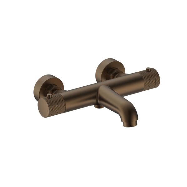 STRIA Thermostatische Badmengkraan Opbouw met Ribbelknoppen Bruin Brons