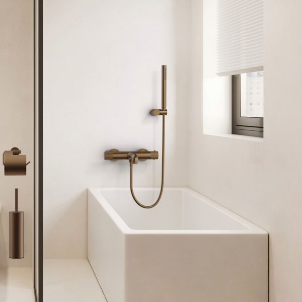 STRIA Thermostatische Badmengkraan Opbouw met Ribbelknoppen Bruin Brons (PVD)