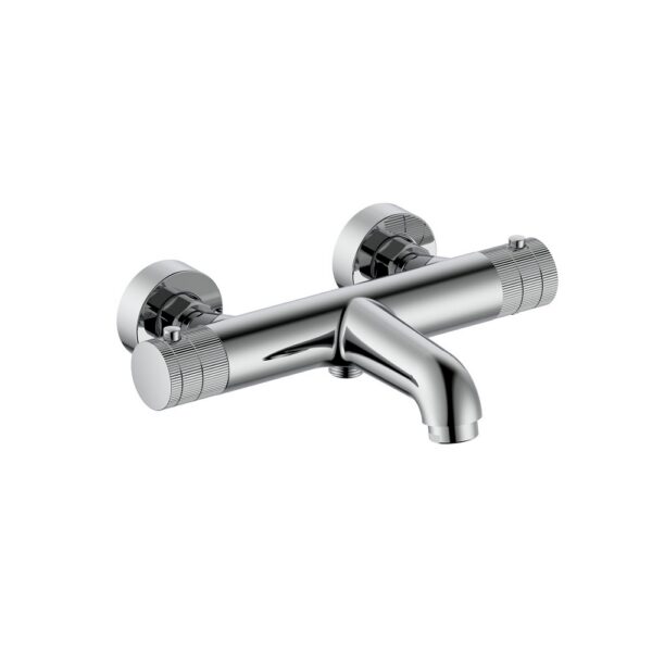 STRIA Thermostatische Badmengkraan Opbouw met Ribbelknoppen Chroom