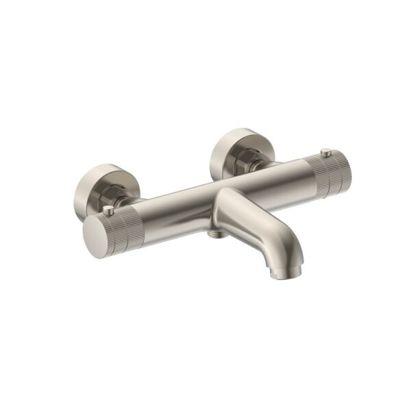 STRIA Thermostatische Badmengkraan Opbouw met Ribbelknoppen Geborsteld RVS