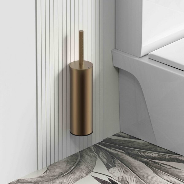 STRIA Toiletborstel met Houder Greep met Verfijnde Ribbelstructuur Hangend en Staand Bruin Brons (PVD)