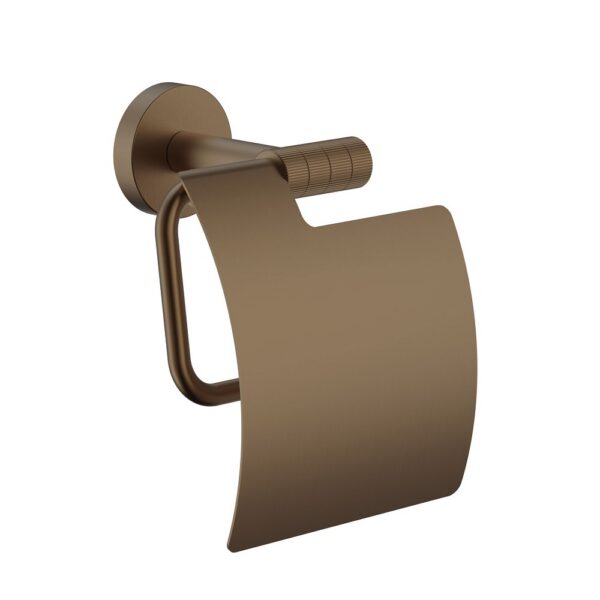 Stria Toiletrolhouder Met Klep Afwerking Met Verfijnde Ribbelstructuur Bruin Brons (PVD)