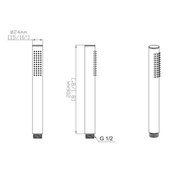 UNIFORMA Handdouche Rond 1 Stand RVS Ø21 cm