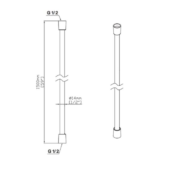 Uniforme Doucheslang 150 cm - Zacht PVC