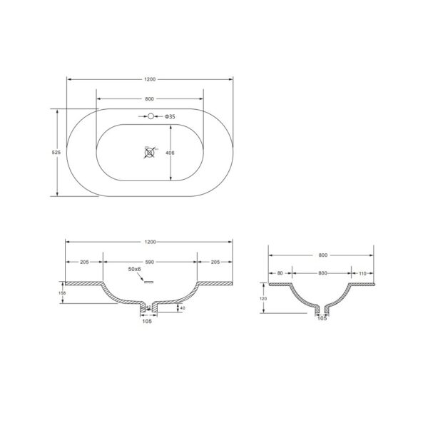 Begonia Wastafel 120 cm Mat Wit - Kunstmarmer Badkamer Wasbak met Overloop - Met Kraangat