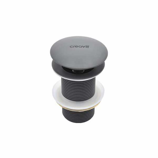 Creavit Afvoerplug Click Waste Keramiek 54” Mat Antraciet Wastafel Afvoerstopper