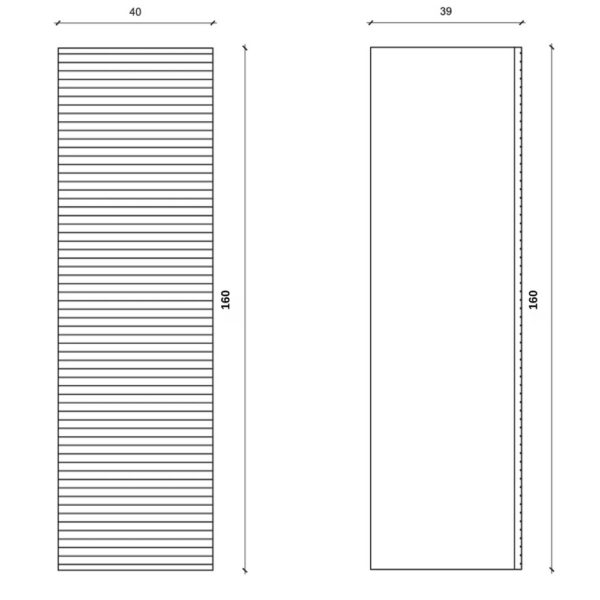ELITE Badkamerkolomkast 160 cm Met Horizontaal Reliëf