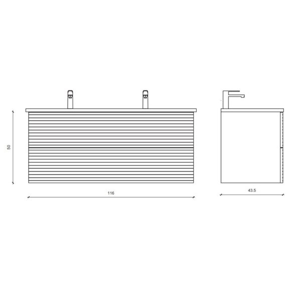 ELITE Wastafelonderkast 120 cm Badkamermeubel Met Horizontaal Reliëf Laden t