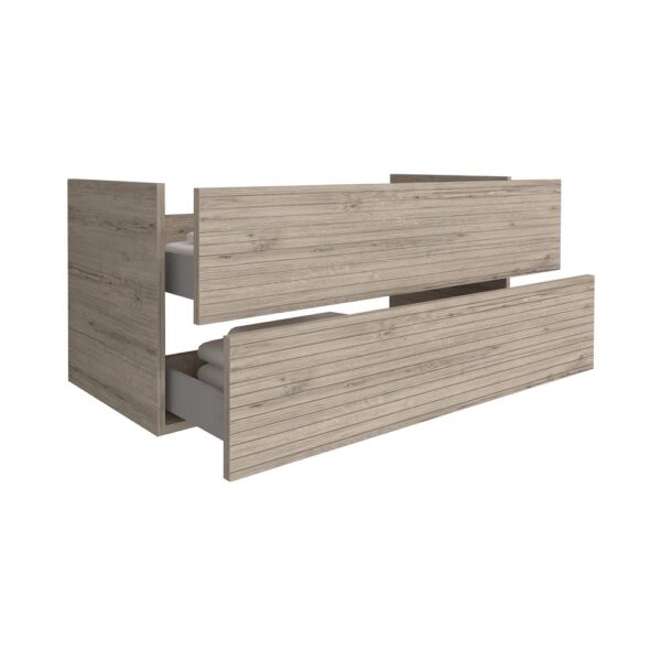 ELITE Wastafelonderkast 120 cm Licht Hout Badkamermeubel Met Horizontaal Reliëf Laden