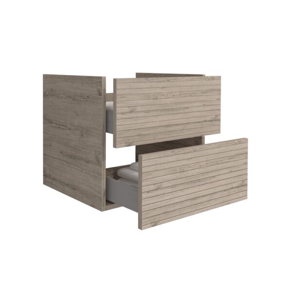 ELITE Wastafelonderkast 60 cm Licht Hout Badkamermeubel Met Horizontaal Reliëf Laden