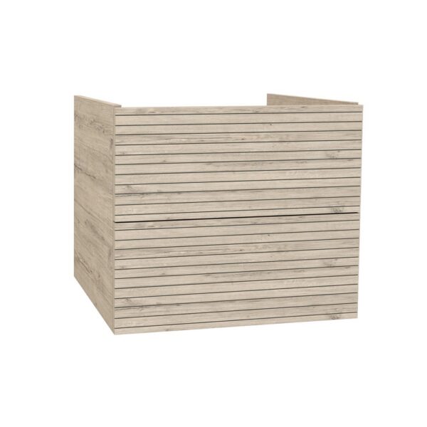 ELITE Wastafelonderkast 60 cm Licht Hout Badkamermeubel Met Horizontaal Reliëf Laden