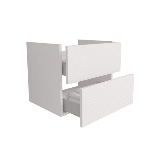 ELITE Wastafelonderkast 60 cm Mat Wit Badkamermeubel Met Horizontaal Reliëf Laden