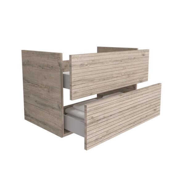 ELITE Wastafelonderkast 80 cm Licht Hout Badkamermeubel Met Horizontaal Reliëf Laden