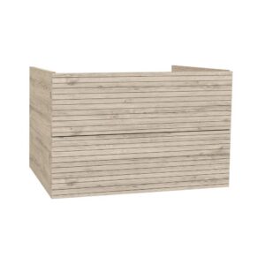 ELITE Wastafelonderkast 80 cm Licht Hout Badkamermeubel Met Horizontaal Reliëf Laden