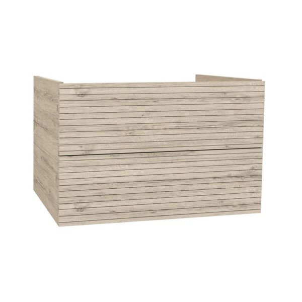 ELITE Wastafelonderkast 80 cm Licht Hout Badkamermeubel Met Horizontaal Reliëf Laden