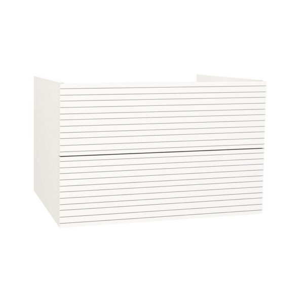 ELITE Wastafelonderkast 80 cm Mat Wit Badkamermeubel Met Horizontaal Reliëf Laden