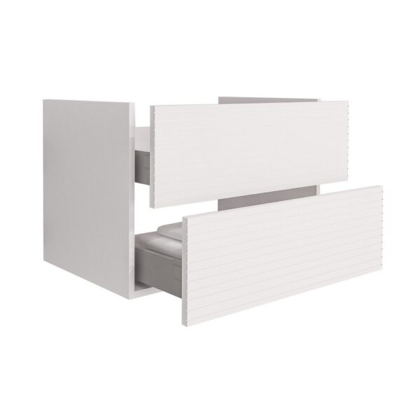 ELITE Wastafelonderkast 80 cm Mat Wit Badkamermeubel Met Horizontaal Reliëf Laden