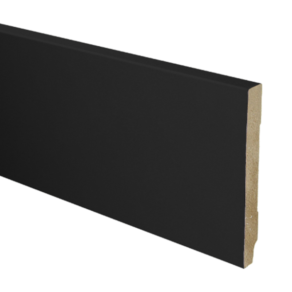 Hoge Plint 120x15mm 240 cm Recht Zwart Gefolied