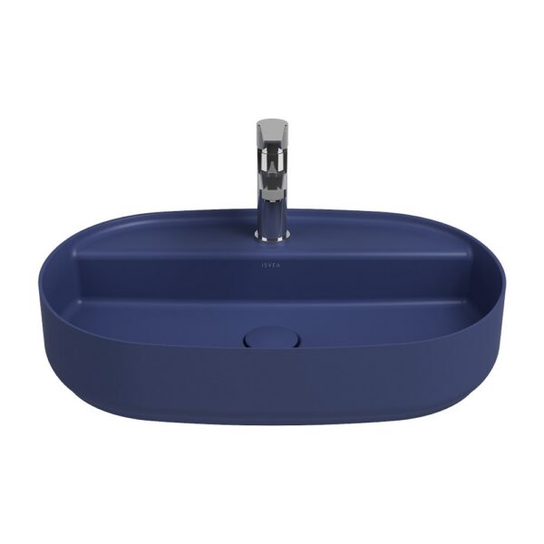 ISVEA Infinity Ovale Wastafel 60 cm Blauw Keramiek Opbouw Waskom Met Afvoerplug