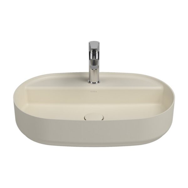 ISVEA Infinity Ovale Wastafel 60 cm Ivoor Keramiek Opbouw Waskom Met Afvoerplug