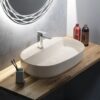 ISVEA Infinity Ovale Wastafel 60 cm Ivoor Keramiek Opbouw Waskom Met Afvoerplug