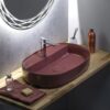 ISVEA Infinity Ovale Wastafel 60 cm Maroon Rood Keramiek Opbouw Waskom Met Afvoerplug