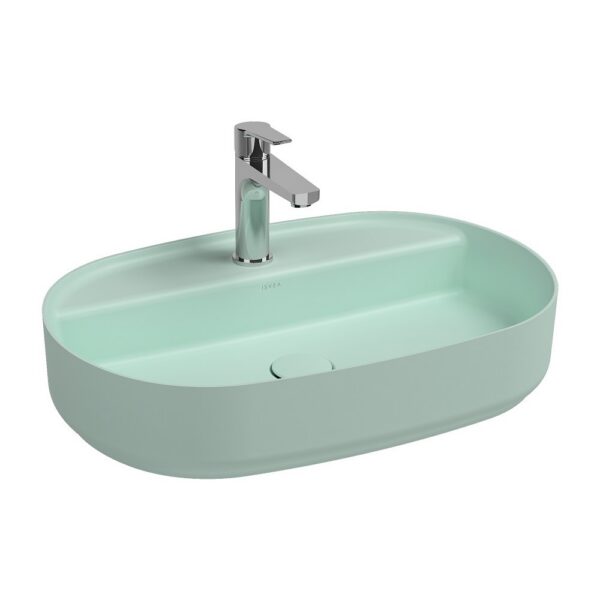 ISVEA Infinity Ovale Wastafel 60 cm Mintgroen Keramiek Opbouw Waskom Met Afvoerplug