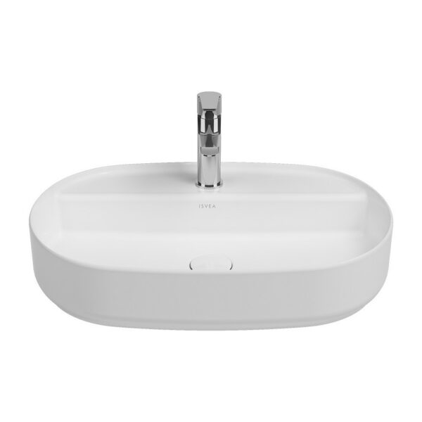 ISVEA Infinity Ovale Wastafel 60 cm Wit Keramiek Opbouw Waskom Met afvoerplug