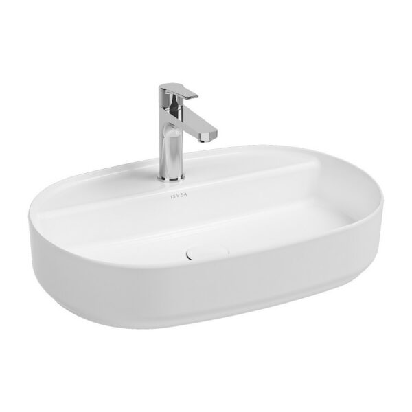 ISVEA Infinity Ovale Wastafel 60 cm Wit Keramiek Opbouw Waskom Met afvoerplug