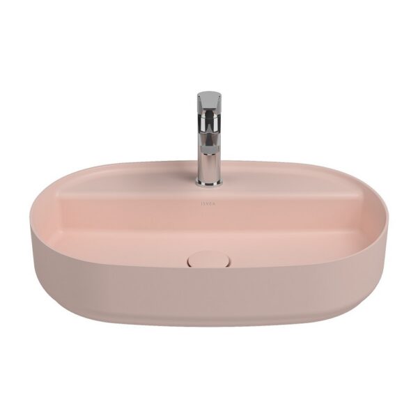 ISVEA Infinity Ovale Wastafel 60 cm Zalmroze Keramiek Opbouw Waskom Met Afvoerplug