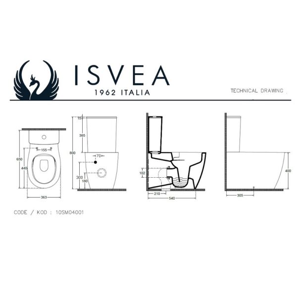 ISVEA Sentimenti Neo Complete Rimless Staand Toilet met Geïntegreerde Bidetkraan - Muur of Onderuitgang-t