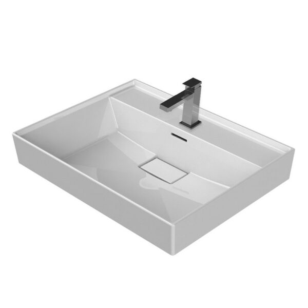SHARP Keramische Wastafel 100x48x10 cm Glanzend Wit Design Met Kraangat