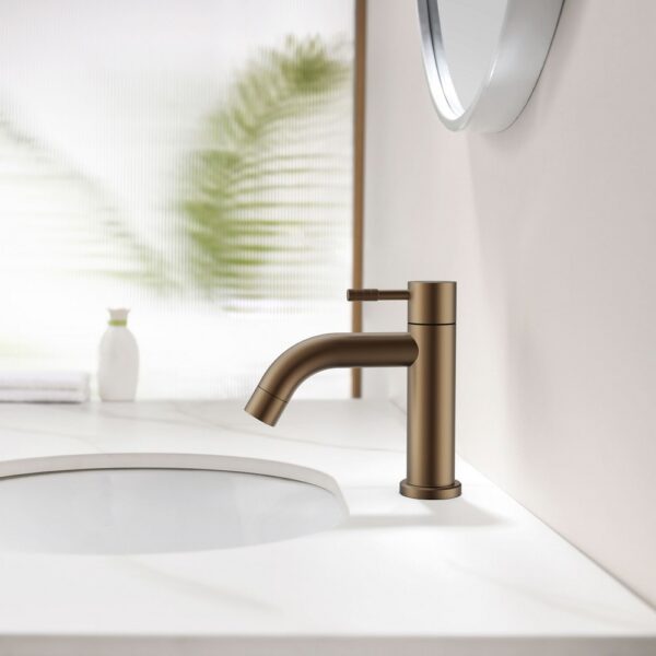 STRIA Koudwaterkraan Luxe Hendel met Verfijnde Ribbelstructuur Bruin Brons (PVD)