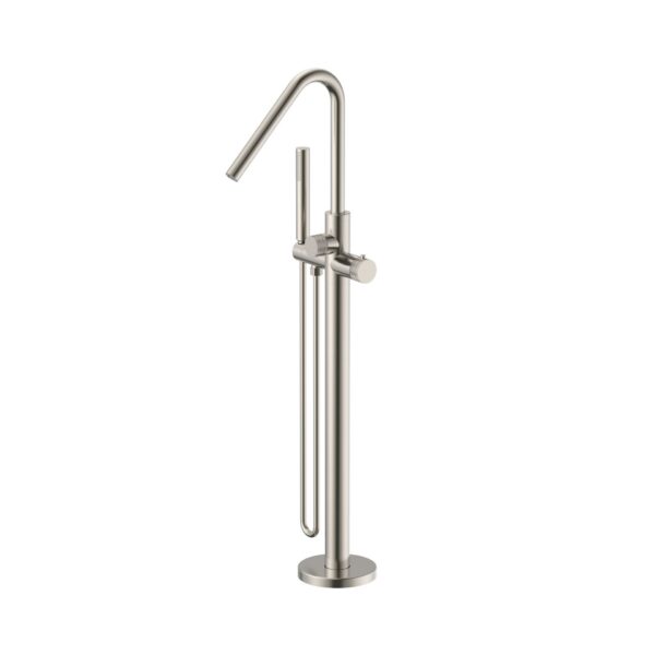 STRIA Vrijstaande Thermostatische Badkraan met Handdouche Ribbelstructuur Knoppen Geborsteld RVS
