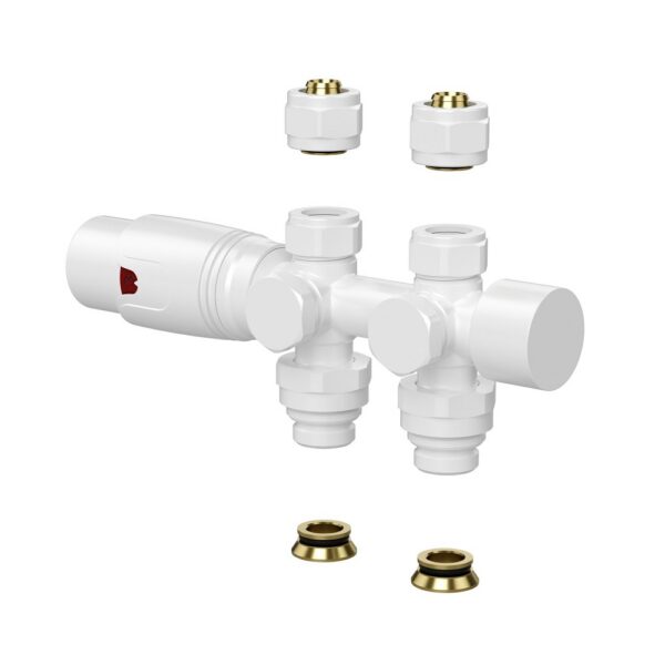 Design Thermostatische Radiatorkraan Middenaansluiting Universeel (Muur & Vloer) Glanzend Wit