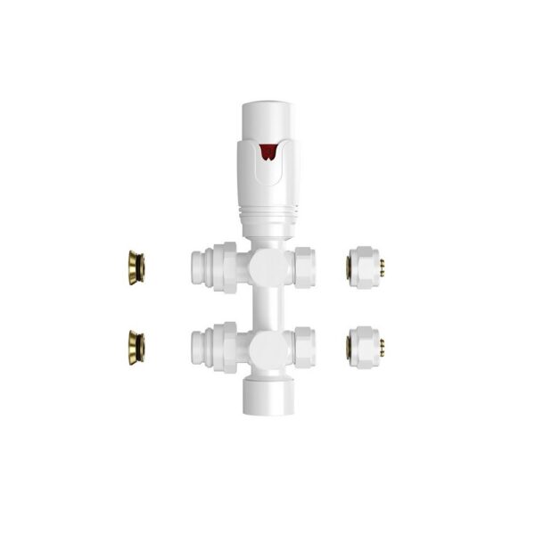 Design Thermostatische Radiatorkraan Middenaansluiting Universeel (Muur & Vloer) Glanzend Wit