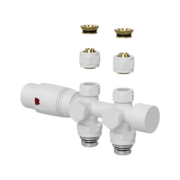 Design Thermostatische Radiatorkraan Middenaansluiting Universeel (Muur & Vloer) Mat Wit