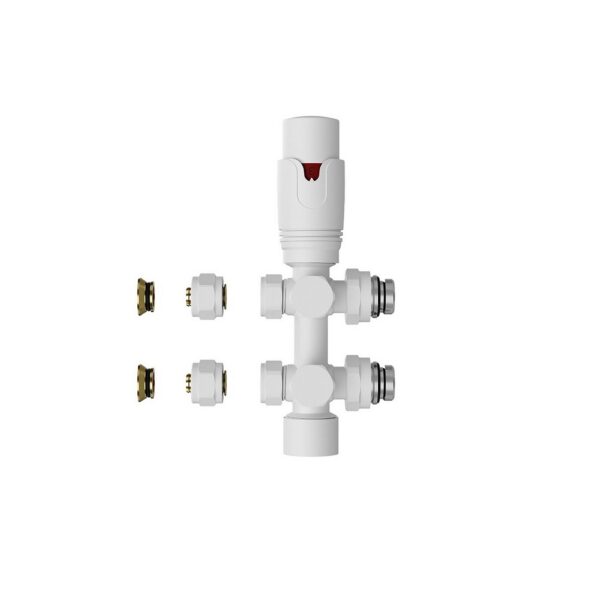 Design Thermostatische Radiatorkraan Middenaansluiting Universeel (Muur & Vloer) Mat Wit