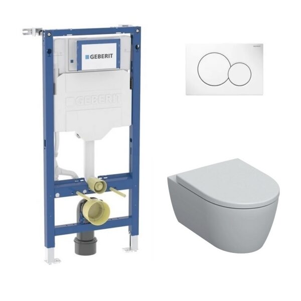 Geberit Hangtoilet Set UP320 Inbouwreservoir + Sigma 01 Bedieningsplaat + ICON Rimfree Wandcloset met WC Zitting