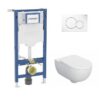 Geberit Hangtoilet Set UP320 Inbouwreservoir + Sigma 01 Bedieningsplaat + Selnova Rimfree Wandcloset met WC Zitting
