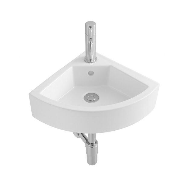Keramische Hoek Fontein met Kraangat 32,5x32,5x13 cm Glanzend Wit