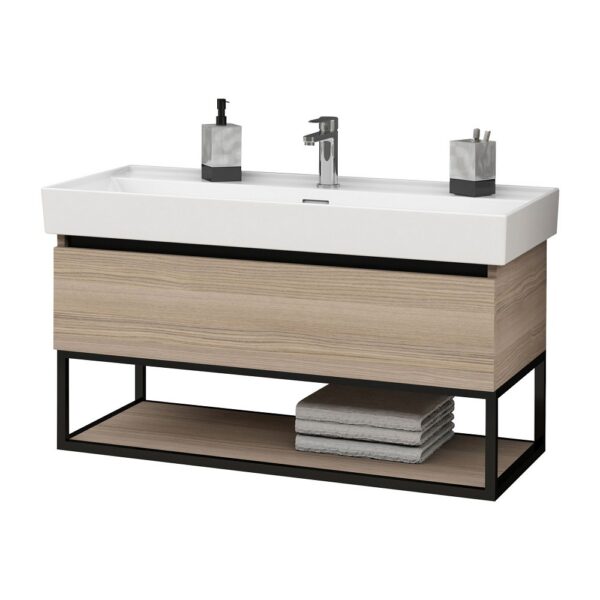 SHARP Badkamer Onderkast 100 cm Noot Licht Eiken Moderne Wastafelmeubel met Open Opbergvak
