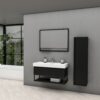 SHARP Badkamer Onderkast Mat Zwart Moderne Wastafelmeubel met Open Opbergvak