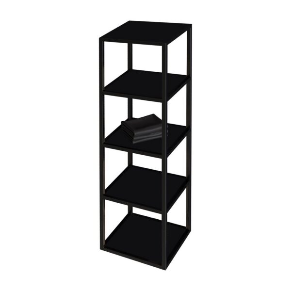 SHARP Kolomkast 135 cm Mat Zwart Open Vakkenkast met 4 Planken