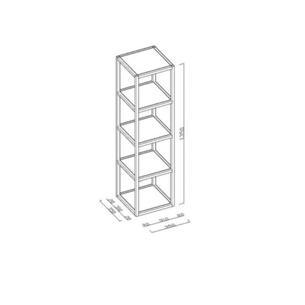 SHARP Kolomkast 135 cm Open Vakkenkast met 4 Planken