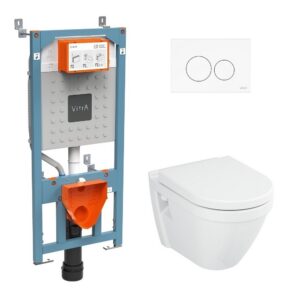 VitrA S50 Complete WC Set V Fix Prime Inbouwreservoir 12 cm + VitrA S50 Wandcloset met WC Zitting + Origin Bedieningspaneel Wit